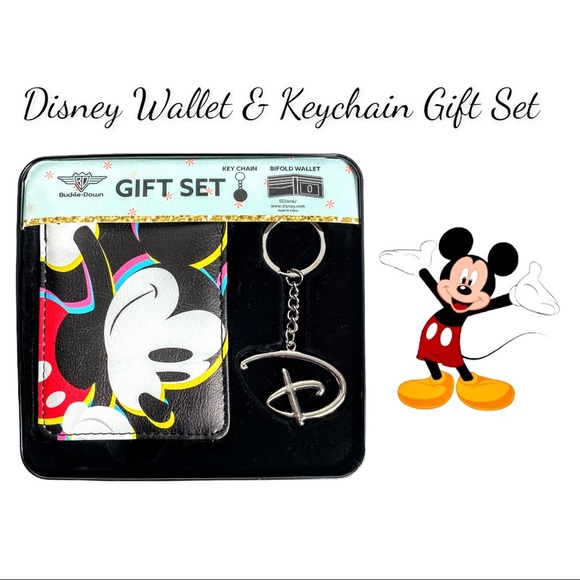 NIB Disney Mickey Mouse Bifold Wallet & Keychain Gift Set - Picture 1 of 10